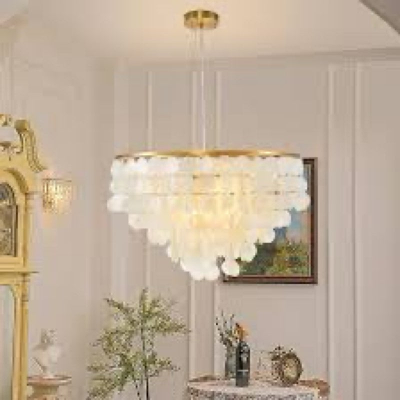 6-Light Dimmable Capiz Shell Chandelier