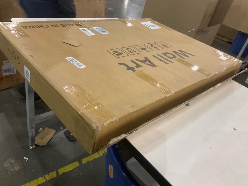 Condition photo showing As Is for Framed Boho Mountain Wall Art for Living Room, 3 Piece Modern Minimalist Line Canvas Prints Artwork for Walls, Large Sun Nature Landscape Wall Art for Bedroom, Hallway Office Wall Decor, 24x36 Inch 24"W x 36"H x 3pcs Mountain Wall Art