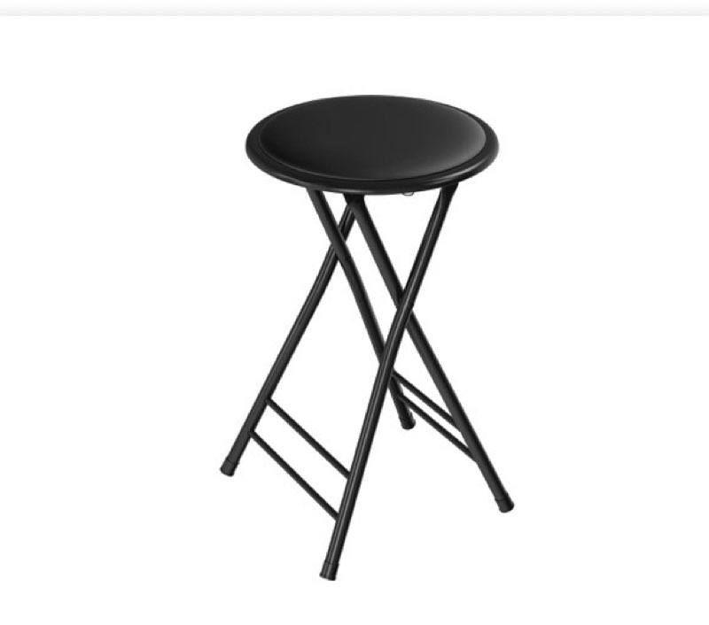 Folding Stool - Backless 24-Inch Stool with 225lb Capacity for Kitchen or Rec Room - Portable Indoor Counter Bar Stools by Lavish Home (Black)