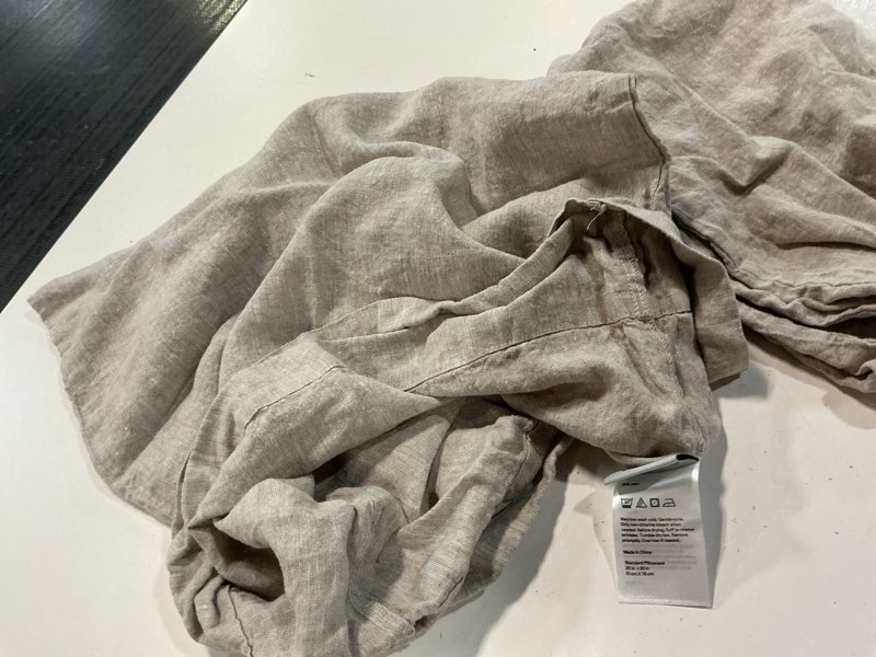 Condition photo showing As Is for (incomplete 2 pieces only) (2 pillows only)european linen chambray sheet set, queen, natural