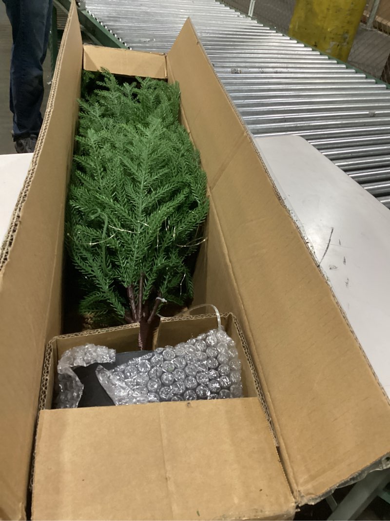 enven 4ft pre-lit artificial norfolk pine christmas tree – realistic potted tree with 100 led lights