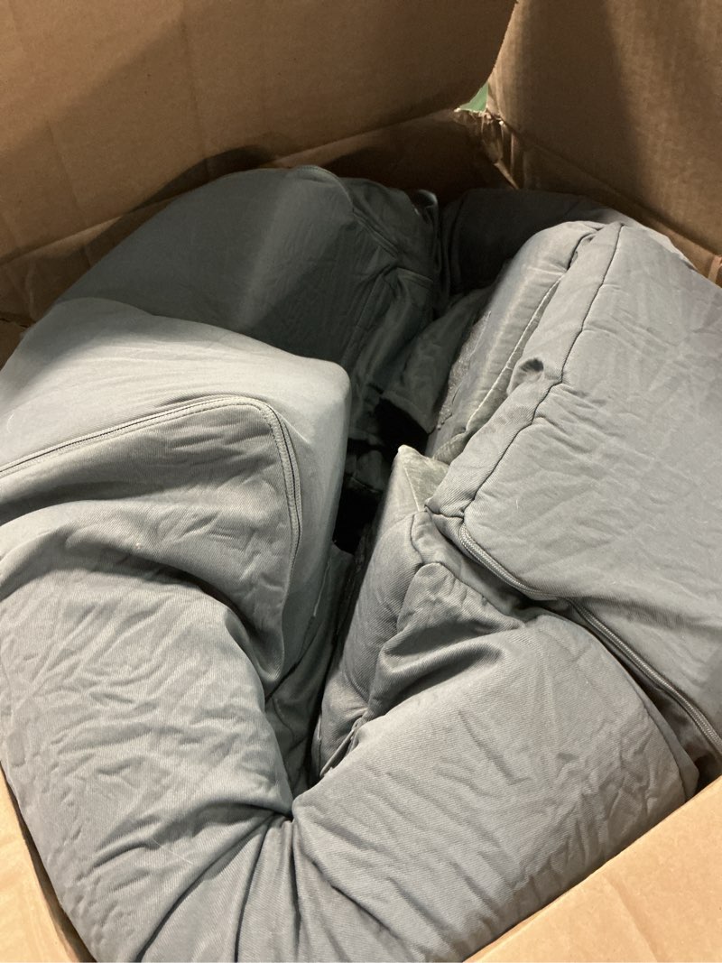 Condition photo showing As Is for ENITYA Toddler Travel Bed – Portable Foldable Soft Foam Floor Bed for Kids 1–4yr, No Assembly, Washable Cover, Built-in Safety Rails, Compact for Travel & Home Use, Light Grey Light Grey 55*25*7in