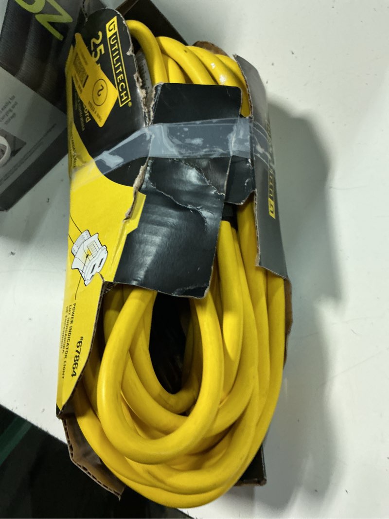 Condition photo showing Good Condition for utilitech outdoor 25-ft 12/3 yellow 3 prong outdoor sjtw heavy duty
