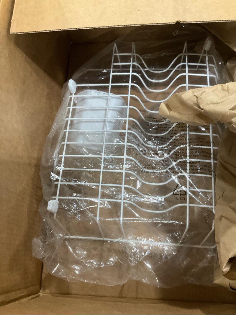 Condition photo showing As Is for OGGI Compact Dish Drying Rack - White Steel Dish Drainer Rack, Drying Rack Kitchen, Dish Rack, Dish Racks for Kitchen Counter, Durable Coated Steel Kitchen Drying Rack with Cutlery Holder Dish Drain w/Utensil Caddy White