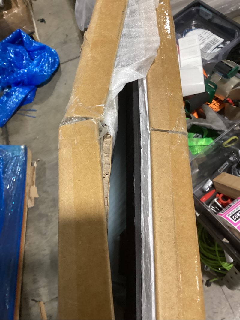 Condition photo showing As Is for 65"x24" full length mirror solid wood frame floor mirror for living room, bedroom hanging or leaning, brown brown 65"l x 24"w