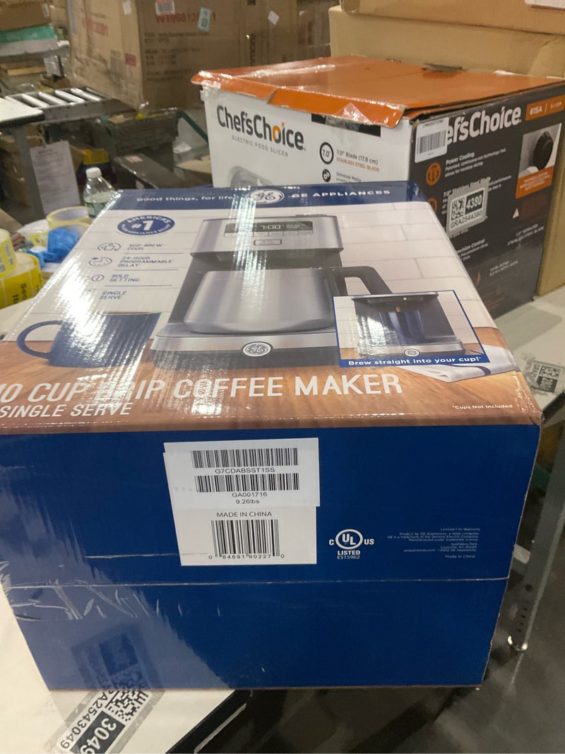 Condition photo showing New/Like New for GE Drip Coffee Maker With Timer | 10-Cup Thermal Carafe Pot Keeps Coffee Warm for 2 Hours | Adjustable Brew Strength | Wide Shower Head for Maximum Flavor | Kitchen Essentials | Stainless Steel