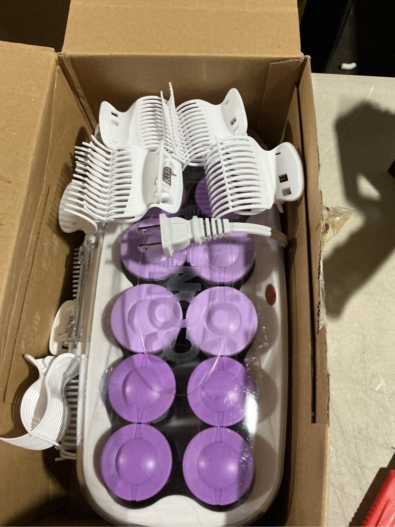 Condition photo showing As Is for conair hot rollers for long, medium & short hair, 12 ceramic flocked 1½-inch and 1¾-inch heated hair rollers with clips, hot curlers for women, volume & curls, amazon exclusive