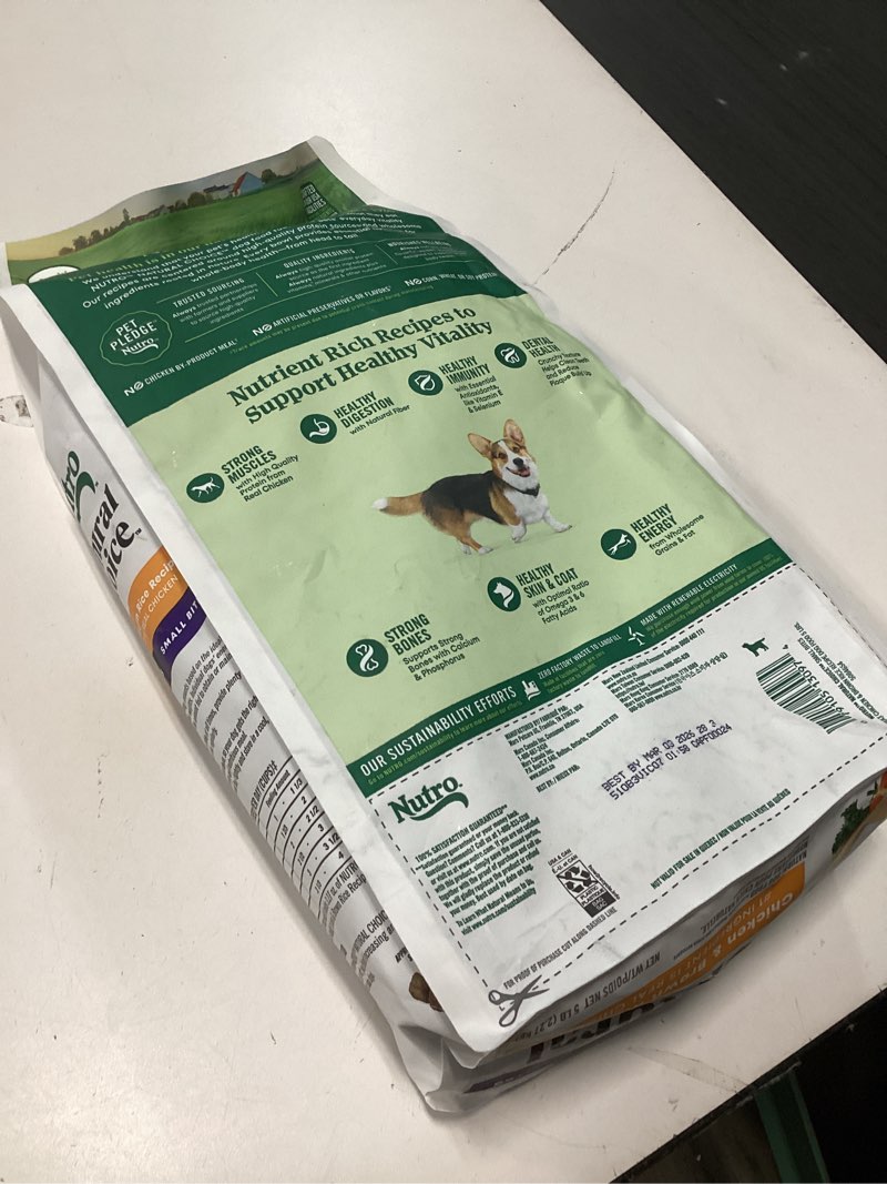Condition photo showing New/Like New for (Best by Mar/03/2026 ) Nutro Natural Choice Adult Small Bites Dog Food, Chicken & Brown Rice Recipe, 5 lb. Bag Chicken 5 Pound (Pack of 1)