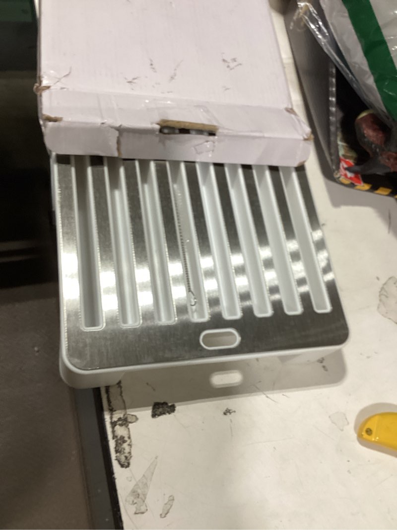 Condition photo showing As Is for bread slicer for homemade bread; sourdough slicing guide with stainless steel base.foldable&no plastic remain&easy cleaning; adjustable loaf&bagel cutter guide for even 0.4'-1.2' slices
