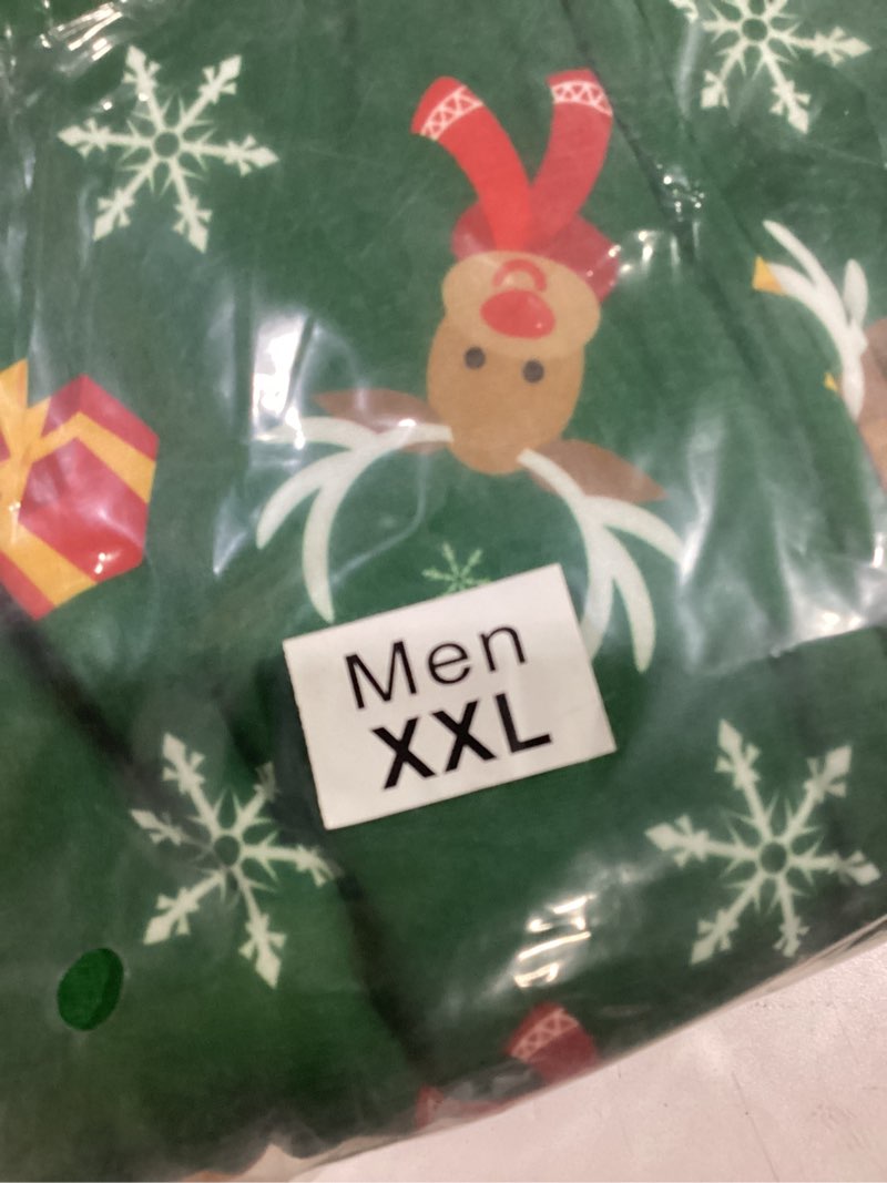 Condition photo showing New/Like New for ANGELGGH Family Matching Christmas Onesie, Cute Vacation Print One Piece Pajamas, Hooded Holiday Sleepwear Nightwear (Men, XXL, Hat Reindeer)