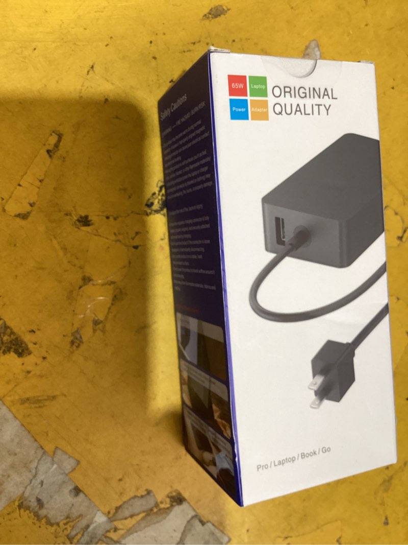 Condition photo showing As Is for 65w charger compatible with microsoft surface pro 11, 10, 9, 8, 7+, 7, 6, 5, 4, 3, x, power adapter for windows surface laptop 7/6/5/4/3/2/1, go tablet, book 3/2/1, support 44w, 36w, led, 10ft