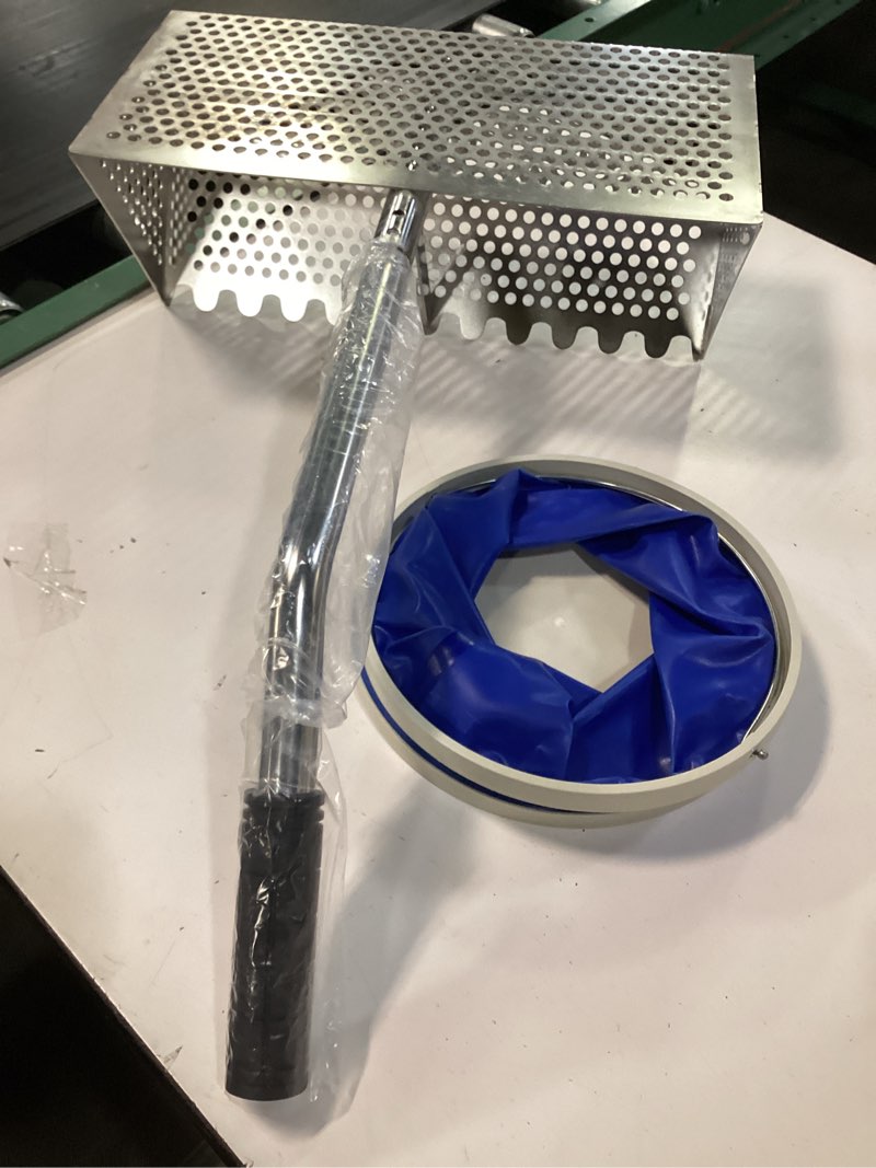 Condition photo showing Good Condition for sand fleas rake, stainless steel sand sifter, detachable 47 inches long handle, collapsible shark tooth sifter for beach,sand crab catcher with foldable pail .