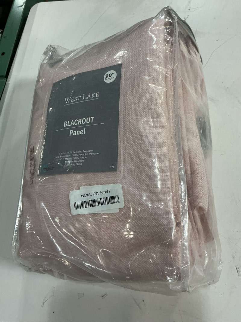 Condition photo showing New/Like New for WEST LAKE Bailey Pinch Pleat Full Blackout Curtains 90 Inches Long,Pink Linen Textured 100 Room Darkening Drapes with Back Tabs for Lovely Girls Room Bedroom,Rustic Window Treatment,40" Wx90 Lx2 40"W x 90"L (Pack of 2) Pink