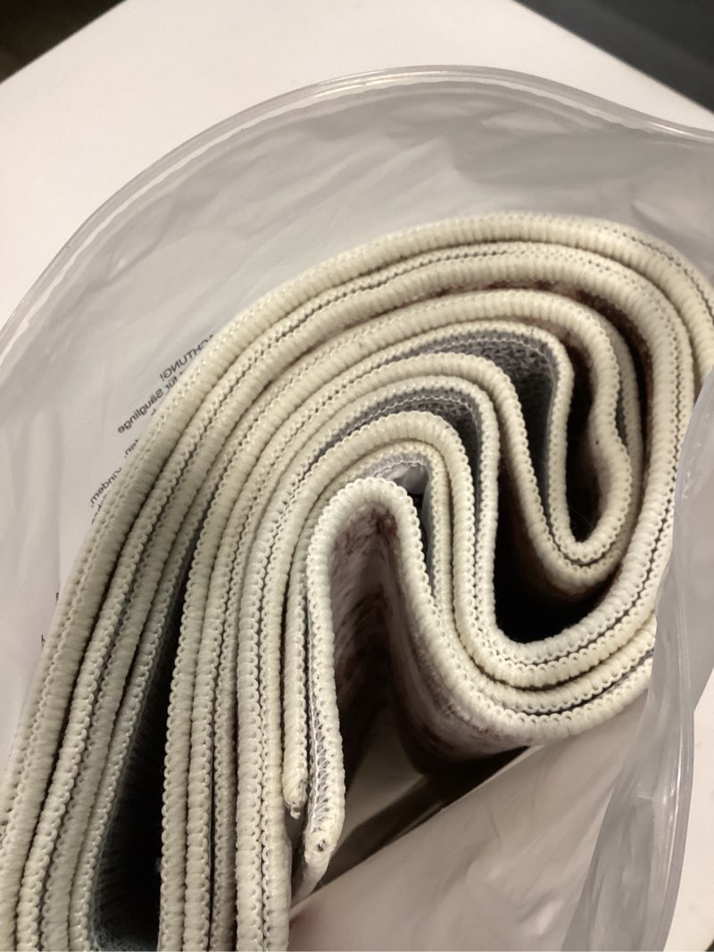 Condition photo showing Good Condition for 2x6 washable runner rugs for hallway: easy-to-clean abstract runners for entryway bedroom - stain and water resistant rugs with non-slip backing - soft low-pile carpet brown khaki white brown/khaki/white 2' x 6' (runner)