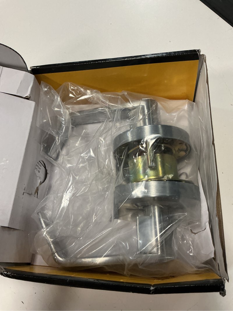 Condition photo showing As Is for storeroom door handle heavy duty grade 2 commercial door locks, non-handed, ul 3 hour fire rated, ada compliant, satin chrome finish 26d, 2-3/4''backset, x-xg-st-70