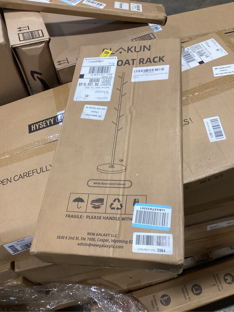 Condition photo showing Good Condition for coat rack freestanding metal clothing rack – modern clothes organizer with 8 coat hooks – space-saving hall tree for entryway, bedroom, office – sturdy minimalist coat hanger & garment rack (gold)