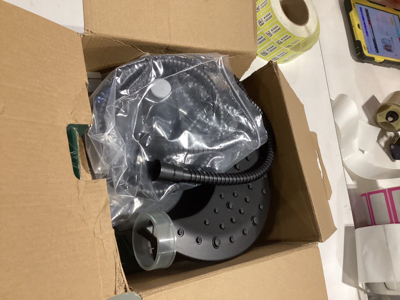 Condition photo showing Good Condition for Rain Shower Head with Handheld: Foldable High Pressure Shower Heads with Handheld Spray Combo, 9 Spray Settings/Modes Hand Held Showerhead Dual Rainfall Shower Head Built-in Magnetic Docking and Jets Black