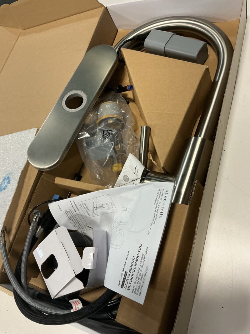 Condition photo showing Good Condition for allen + roth harlow spot free stainless steel single handle deck-mount touchless pull-down kitchen faucet with sprayer (includes deck plate)