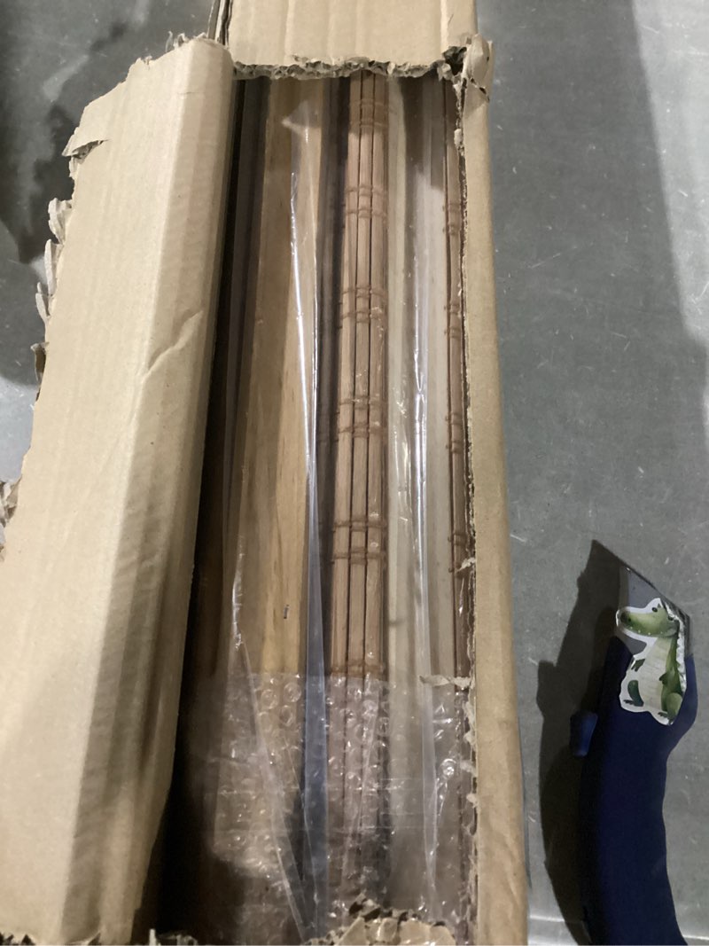 Condition photo showing Good Condition for LazBlinds No Tools No Drill Cordless Bamboo Roman Shades, Light Filtering Window Treatment, Roll Up Bamboo Blinds for Windows 31.5'' W x 48'' H, Ceylon Light Russet Light Filtering-ceylon Light Russet 31.5" W x 48" H