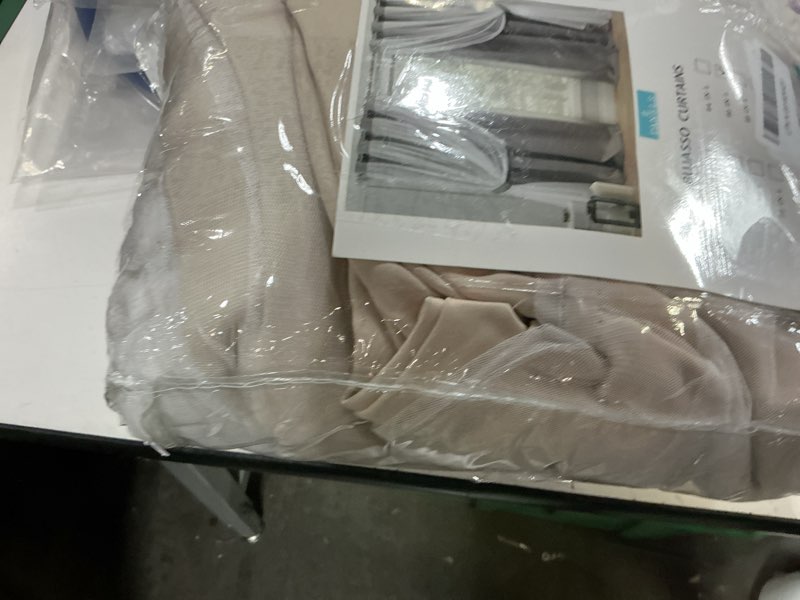 Condition photo showing Good Condition for bujasso beige 80% blackout curtains with sheer overlay mix and match double layer thermal insulated window panels 90 inch for living room bedroom beige drapes with tiebacks grommet top 54" wx90 lx2 54"w x 90"l (pack of 2) beige