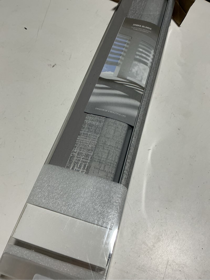 Condition photo showing Good Condition for cordless zebra blinds for windows -customizable dual layer light control zebra shades, light filtering & blackout window blinds, easy install zebra blind for home, grey, 33" w x 72" h grey 33"w x 72"h