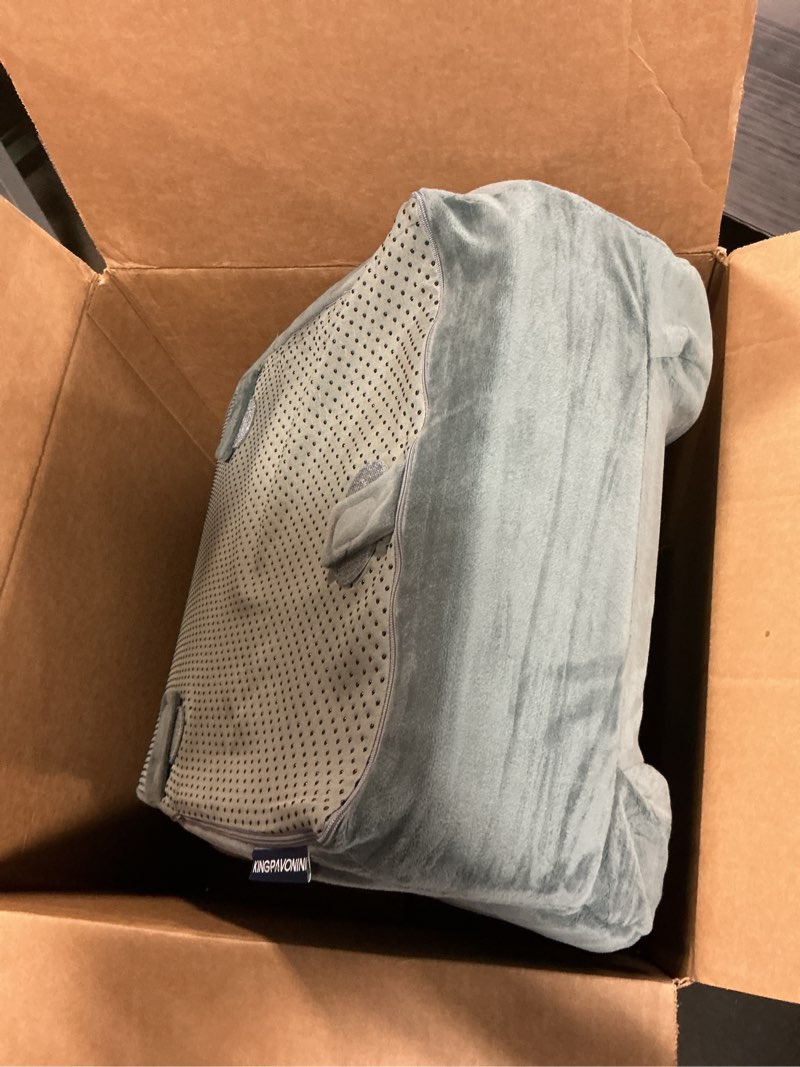 Condition photo showing As Is for KingPavonini Adjustable Leg Elevation Pillows for After Surgery, Ergonomic Curve Keeps Knee Straight, Memory Foam Leg Pillow Elevation for Blood Circulation, Swelling and Pain Relief (Single Leg)