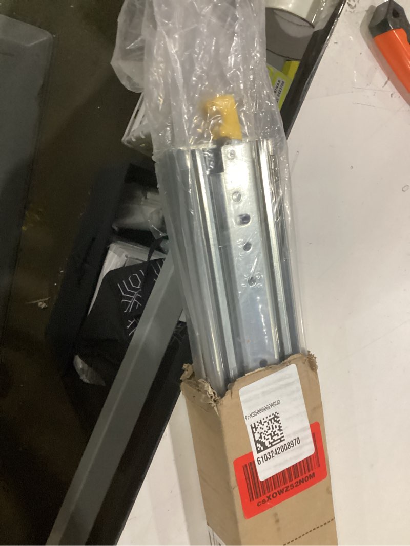 Condition photo showing As Is for YENUO Heavy Duty Drawer Slides with Lock 12 14 16 18 20 22 24 26 28 30 32 34 36 38 40 44 48 52 56 60 Inch Full Extension Side Mount Ball Bearing Locking Rails Track Glides Runners Load 500 Lbs 1 Pair