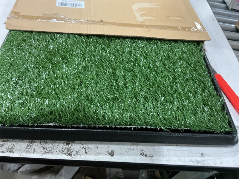 Condition photo showing Good Condition for artificial grass puppy pee pad for dogs and small pets - 20x25 inch, reusable 3-layer turf pads for dogs with tray - indoor and outdoor fake grass potty pet supplies by petmaker medium 3-layer system