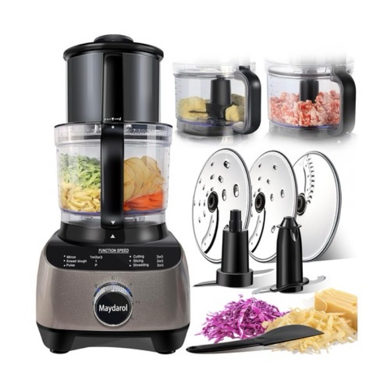 14 cup food processor, french-fry-cutter, blending, mixing, shredding, and sl... 