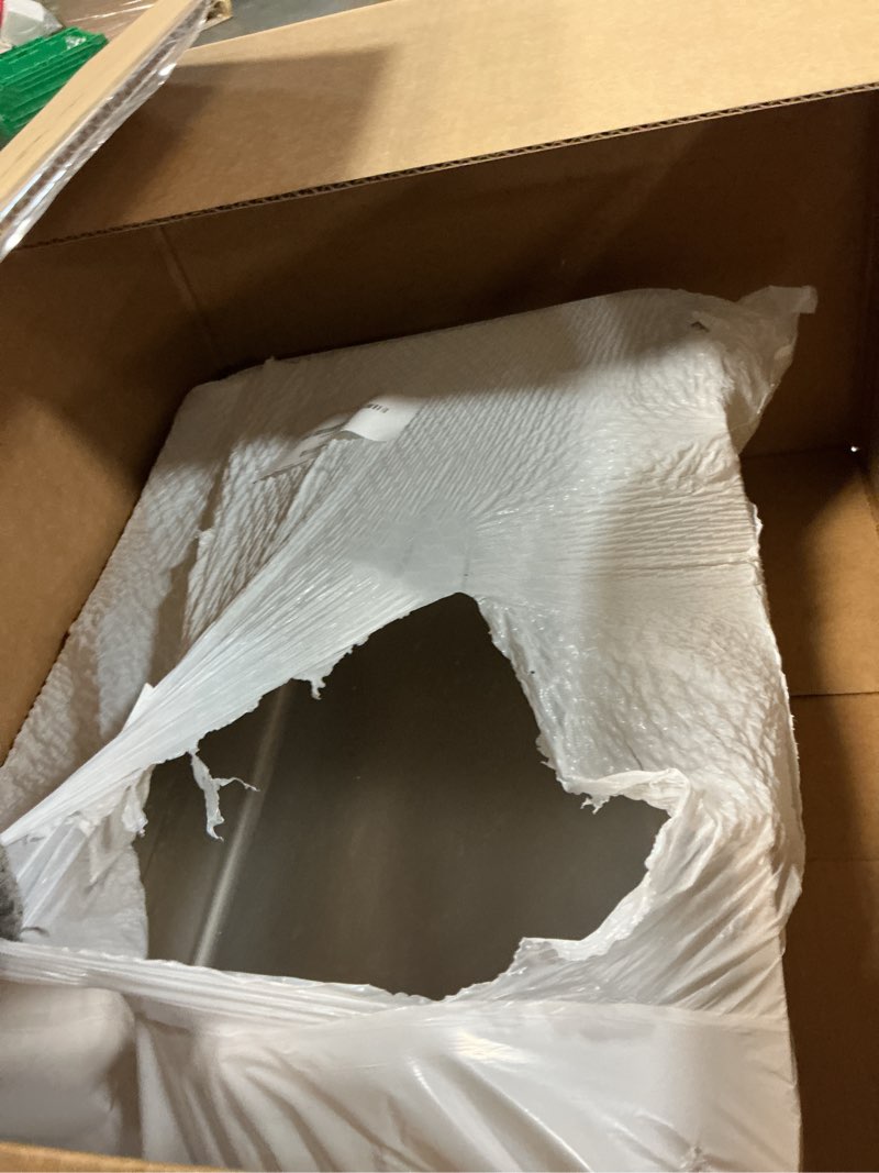 Condition photo showing As Is for stainless steel litter box with high sides,23.6" l x 15.7" w x 7.8" h,extra large jumbo cat litter box,xl kitty metal liter box for indoor big cat,non-sticky,anti-leakage(entry on long side)