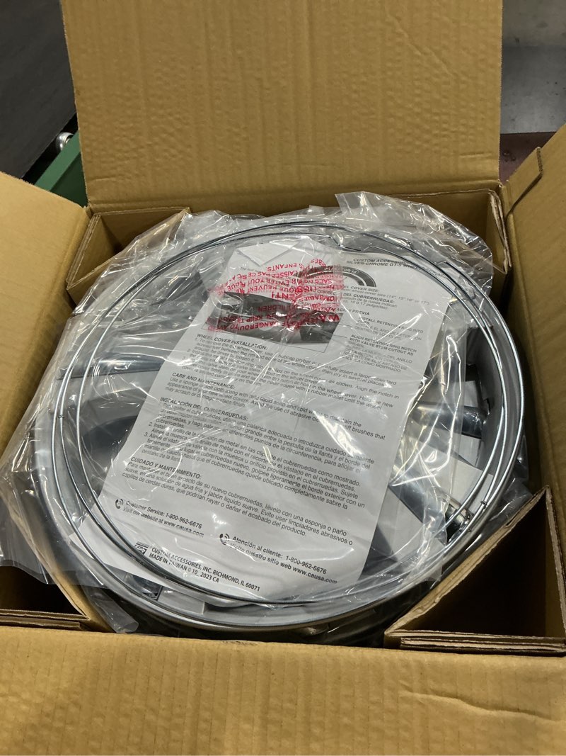 Condition photo showing Good Condition for Custom Accessories 4-Pack 15" SGT-5 Wheel Covers, Replacement Hubcaps for Cars, Trucks, SUVs — Silver/Chrome 15" Wheel Cover