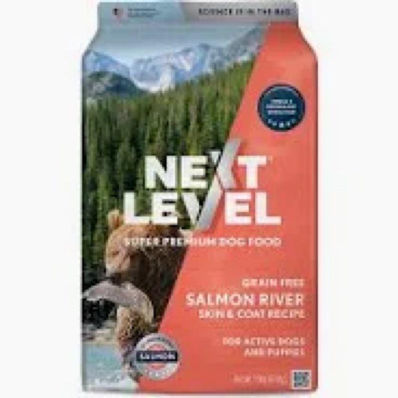 Best by:02/15/26) Next Level Super Premium Dog Food – Grain Free Salmon River – Dry Kibble for Dogs at All Life Stages of All Breeds – 28% Protein, Fish and Sweet Potato, Gluten Free Grains (15 Pound)