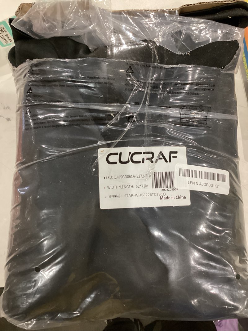 Condition photo showing As Is for CUCRAF Black Blackout Curtains 72 Inches Long, Thermal Insulated Noise Reducing Grommet Window Drapes for Bedroom & Living Room(52x72 Inch, 2 Panels) Black 52"W x 72"L (Pack of 2)