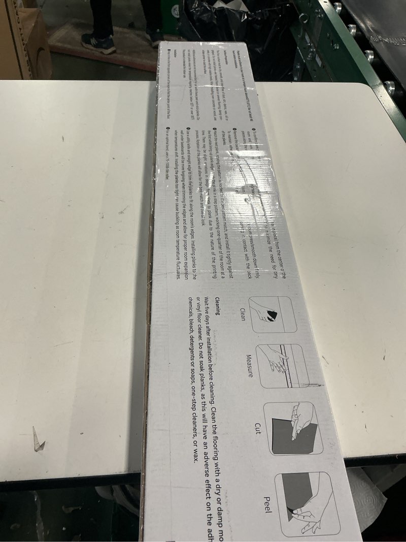 Condition photo showing New/Like New for MULGREAT Peel and Stick Floor Tile, 54 Sq.Ft Self Adhesive Vinyl Flooring Plank, 36 Pieces Waterproof Heavy Duty Wood Grain Tiles, 36"x6" DIY Planks for Laundry Kitchen Bathroom Apartment Grey 36×6 inches Oak Grey 36