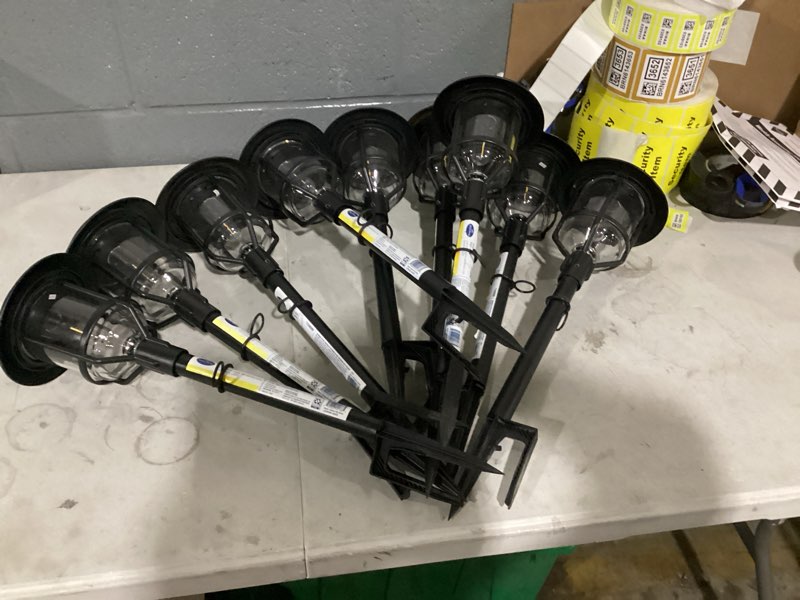 Condition photo showing As Is for harbor breeze path light 15 -lumens 0.2 -watt black solar led outdoor path light set of 9