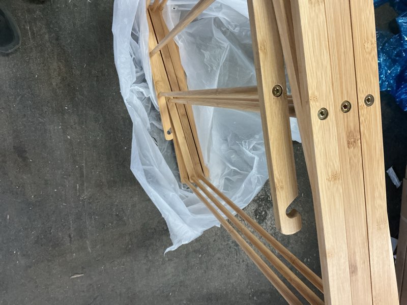 Condition photo showing As Is for Honey-Can-Do Collapsible Bamboo Drying Rack – Sturdy & Foldable Laundry Drying Rack, Space-Saving & Portable Clothes Rack for Air-Drying Clothes, Towels, Blankets & Delicates, Indoor & Outdoor Use.