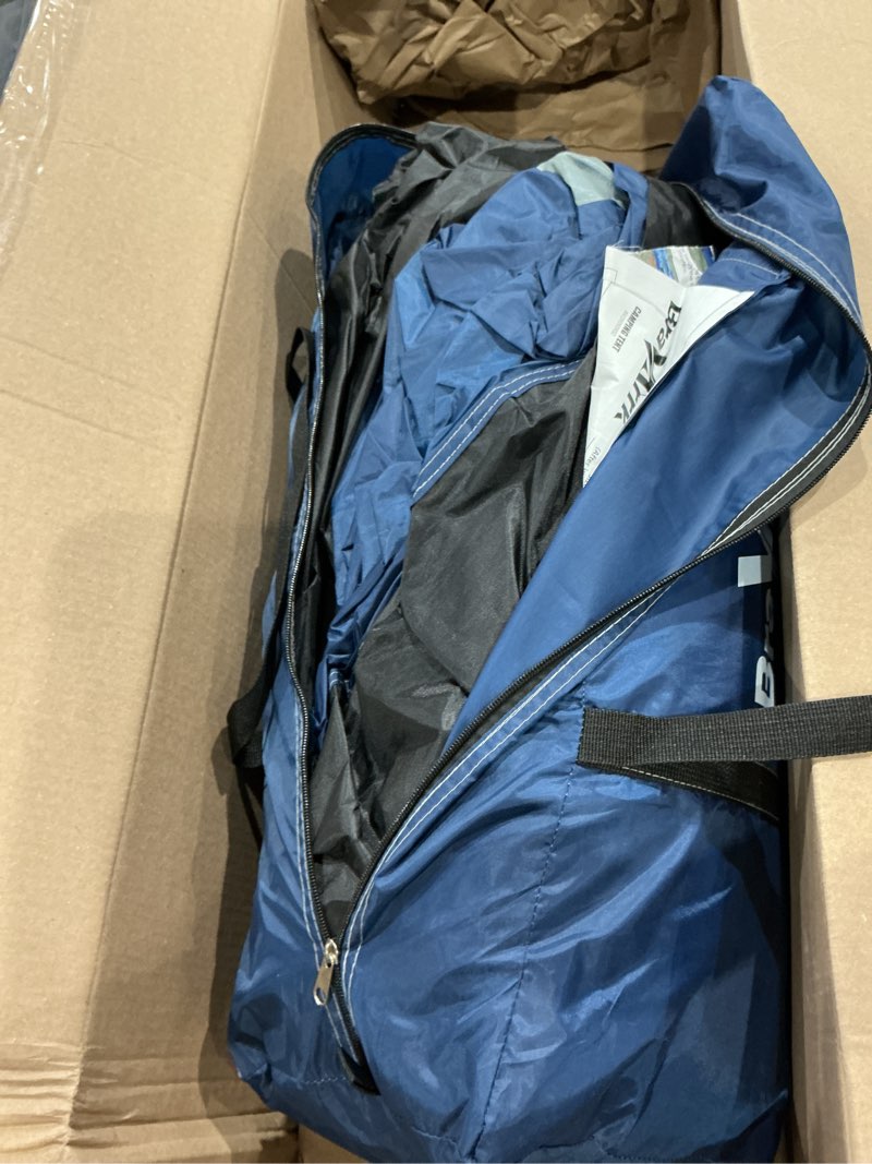 Condition photo showing As Is for camping tent for 8 person, pu3000mm waterproof family tent with rainfly, large roomy 3 room camping tents with divided curtain, portable outdoor tent for families car camping, 14x9x6 ft