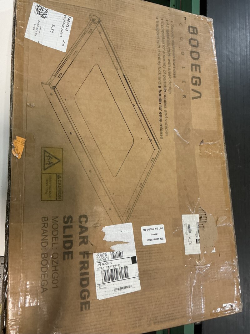 Condition photo showing Good Condition for fridge slide (inner vehicle refridgerator freezer slider with 4 buckle straps, universal fit, max 287 lbs, 3rd gen