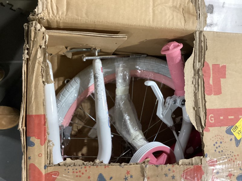 Condition photo showing As Is for JOYSTAR Angel Girls Bike for Toddlers and Kids Ages 2-13 Years Old, 12 14 16 18 20 Inch Kids Bike with Training Wheels & Basket, 20 24 Inch Girls Bicycle with Handbrake & Kickstand Fuchsia 18 Inch With Training Wheels & Kickstand