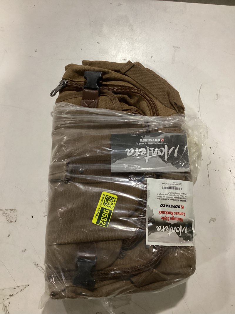 Condition photo showing Good Condition for Odyseaco - Montera Vintage Canvas Rucksack Backpack - Heavy Duty - Perfect Travel Bag (Light Brown)