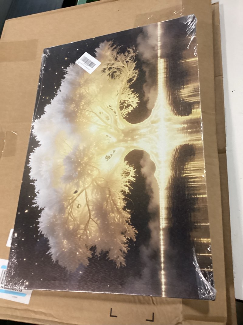 Condition photo showing Good Condition for Abstract Tree Of Life Canvas Wall Art Elegant White Tree Of Life Wall Decor Picture Nature-Inspired Meditation Poster Print Painting for The Living Bedroom Room Office Meditation Room Home Decoration Tree of Life-1 24"L x 16"W-Canvas