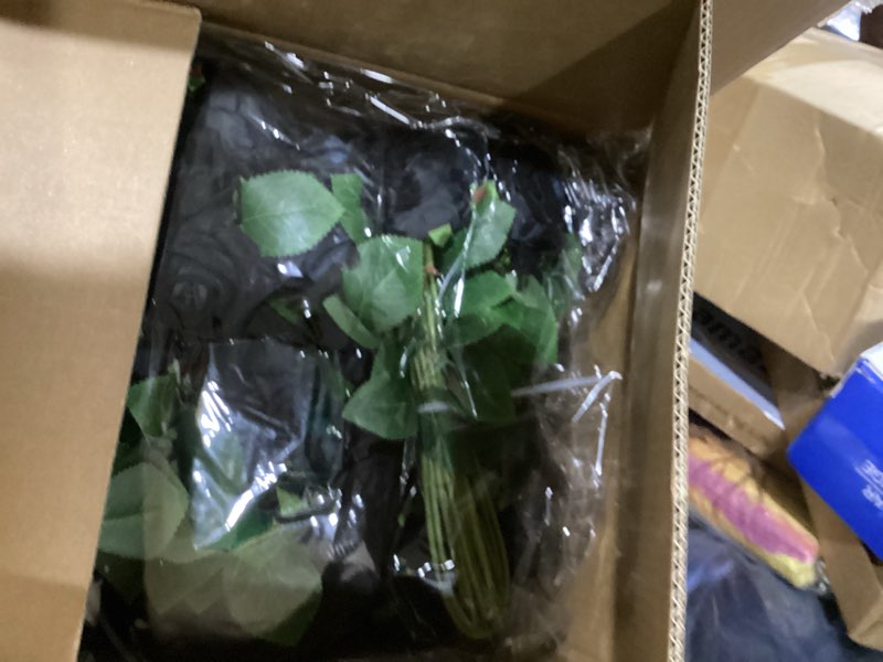 Condition photo showing New/Like New for 100 pcs black roses artificial flowers, real touch velvet roses bouquet fake flowers bulk, artificial roses with long stems for birthday gift women mom diy bridal wedding centerpiece decorations black 100pcs
