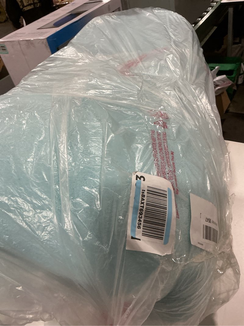 Condition photo showing As Is for memory foam mattress topper, cooling gel infused & pressure relieving pad in a box, dorm room essentials, certipur certified, blue