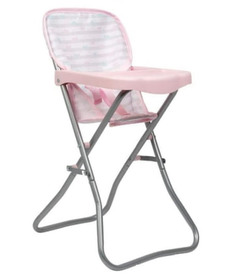Adora Baby Doll Accessories Pink High Chair  Can Fit Up to 16 inch Dolls  20.5 inches in Height  Baby Pink and Grey Print
