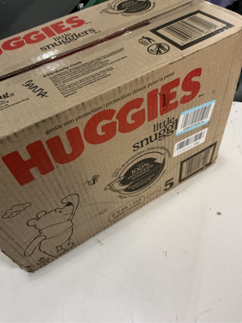 Condition photo showing New/Like New for (Size:5)Huggies Size 5 Diapers, Little Snugglers Baby Diapers, Size 5 (27+ lbs), 132 Count (2 Packs of 66), Packaging May Vary Size 5 132