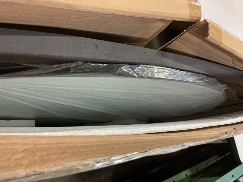 Condition photo showing Good Condition for circumi arched wall mirror, 36"x40" black arched mirror with tempered glass, metal frame, large size for bathroom, living room,entryway,over sink, arch mirror for decor,shatterproof&crystal-clear arched frame black 40"l x 36"w