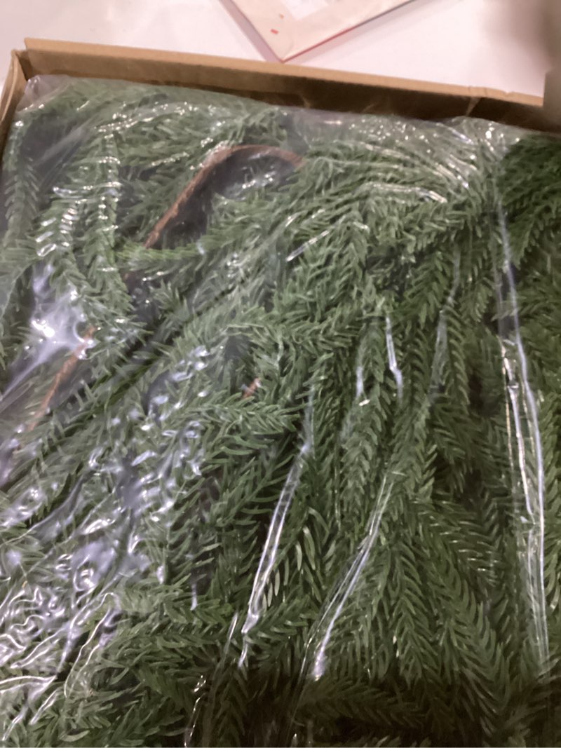 Condition photo showing Good Condition for 5FT 2Pcs Artificial Norfolk Pine Garland Realistic Green Faux Greenery Garland for Christmas Table, Fireplace, Mantle, Window, Stairs, Indoor, Outdoor Holiday Decor 5FT02