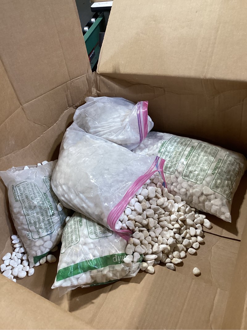 Condition photo showing Good Condition for mulctun 45lb natural white rocks, 1/4"-3/4" garden river rock,decorative pebbles aquarium gravel for indoor plants garden landscaping terrarium fish tank and outdoor decoration white 45 lb