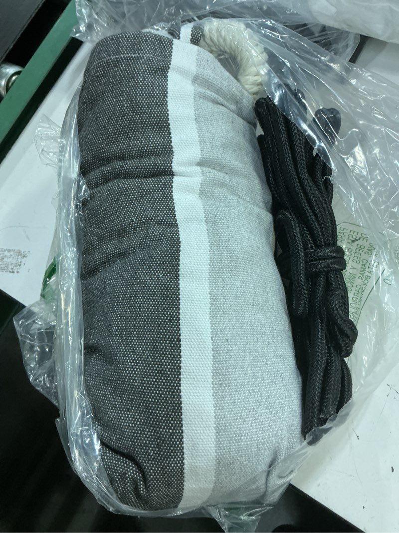Condition photo showing Good Condition for joyview brazilian hammock for single preson portable hammock with hanging ropes & carry bag large 78.8x39.4” for patio 300lbs capacity perfect for outdoor/indoor - grey stripe
