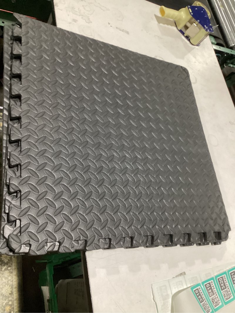 Condition photo showing Good Condition for ProsourceFit Puzzle Exercise Mat ½ in, EVA Interlocking Foam Floor Tiles for Home Gym, Mat for Home Workout Equipment, Floor Padding for Kids, Black, 24 in x 24 in x ½ in, 24 Sq Ft - 6 Tiles Black 6 Pack (24 SQ FT)
